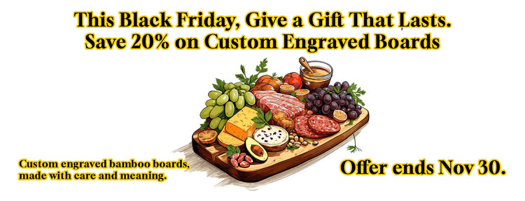 Personalized bamboo cutting board display