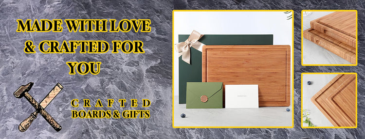 Custom engraved cutting board showcase